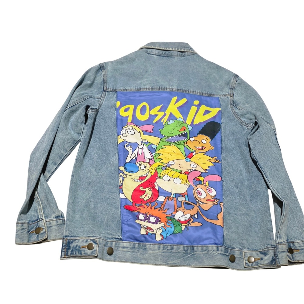 Nickelodeon 90s Kid Denim Jacket‎ Rugrats All Grown Up Cartoon Graphic Print Med